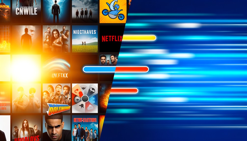Split-screen comparison of Getflix VPN and Trickbyte showcasing high-speed performance for the best Smart DNS VPN for streaming 2025.